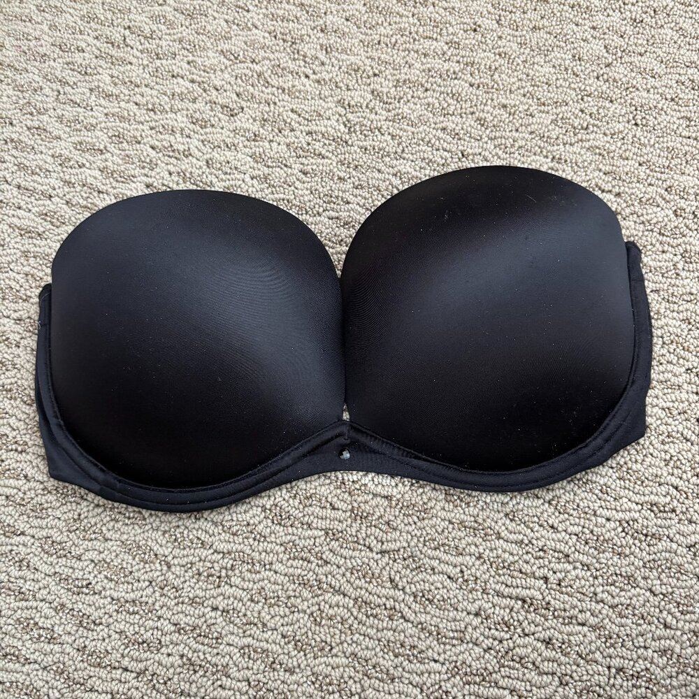 Very Sexy VS Strapless Black Silky Bra- 34DD